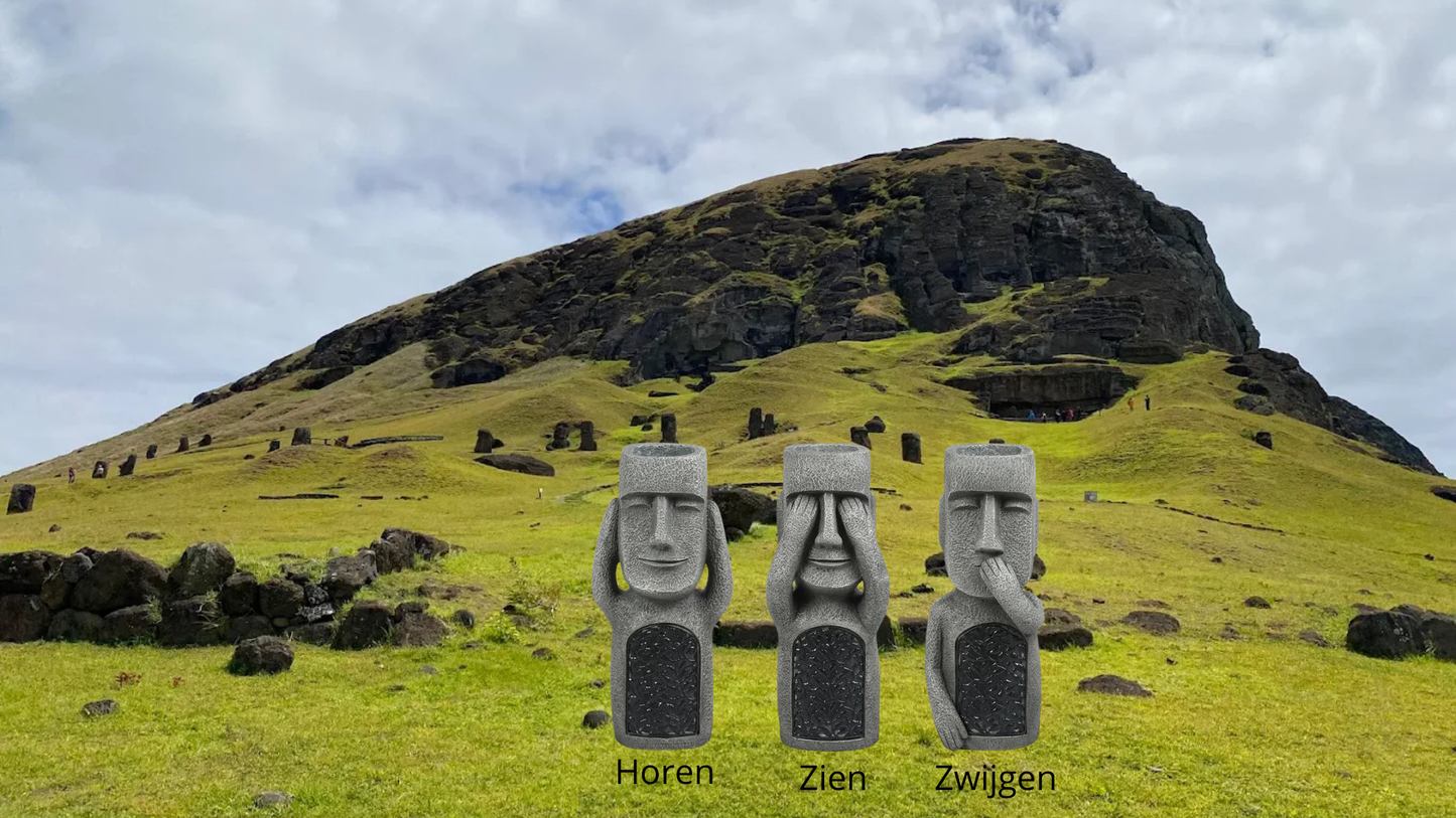 Moai Lumina | Gartenlampe: Höre, sieh und sprich nichts Böses