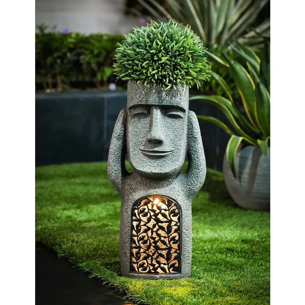 Moai Lumina | Gartenlampe: Höre, sieh und sprich nichts Böses