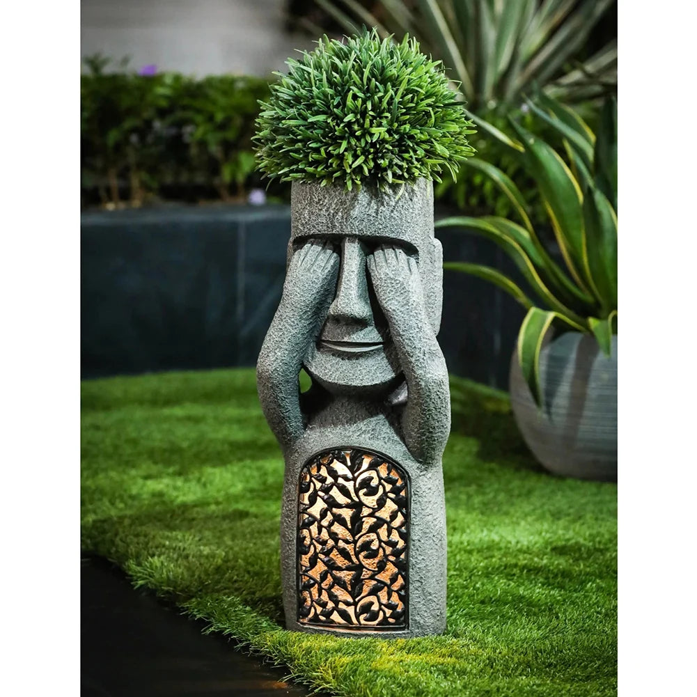 Moai Lumina | Gartenlampe: Höre, sieh und sprich nichts Böses