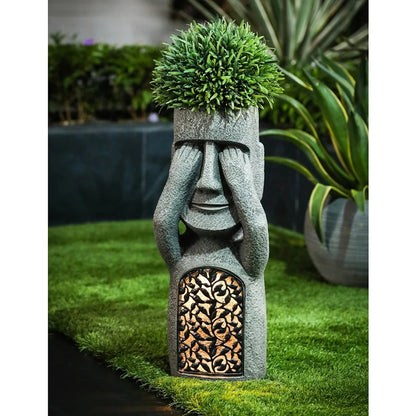 Moai Lumina | Gartenlampe: Höre, sieh und sprich nichts Böses